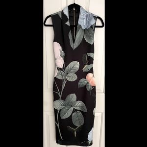 Ted Baker Black Distinguished Rose Ravina Cocktail Dress